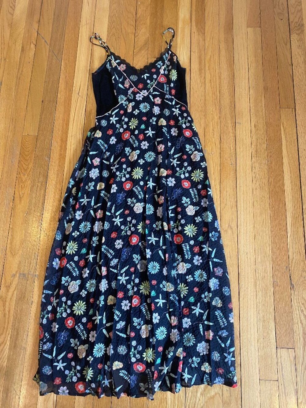 Cotelac Black Floral Slip Midi Dress